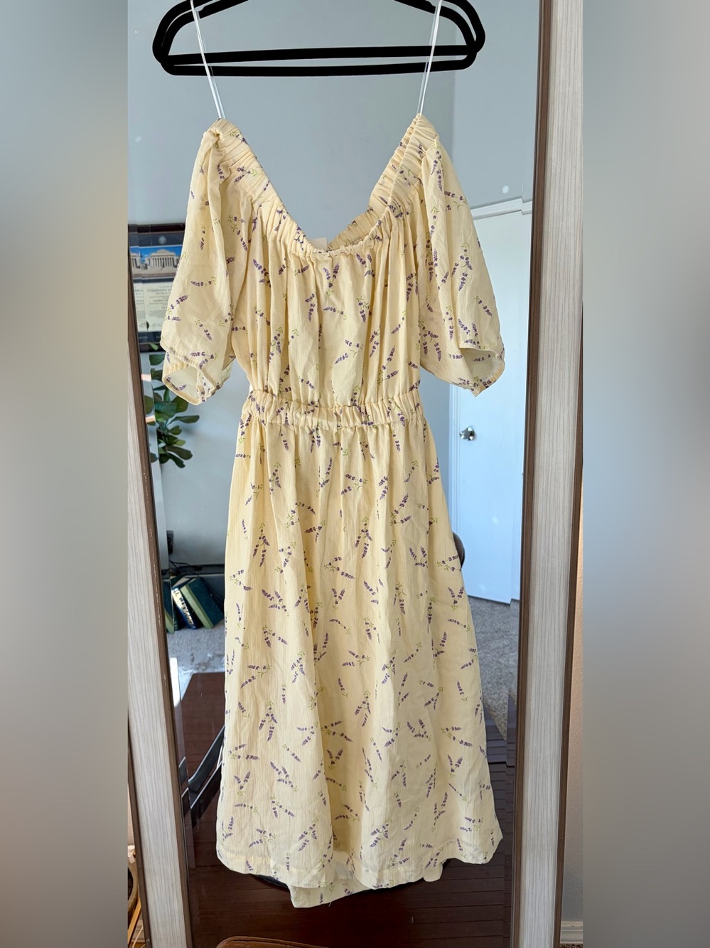 H&M Wildflower Collection Womens Small S Yellow Floral Off The Shoulder Dress